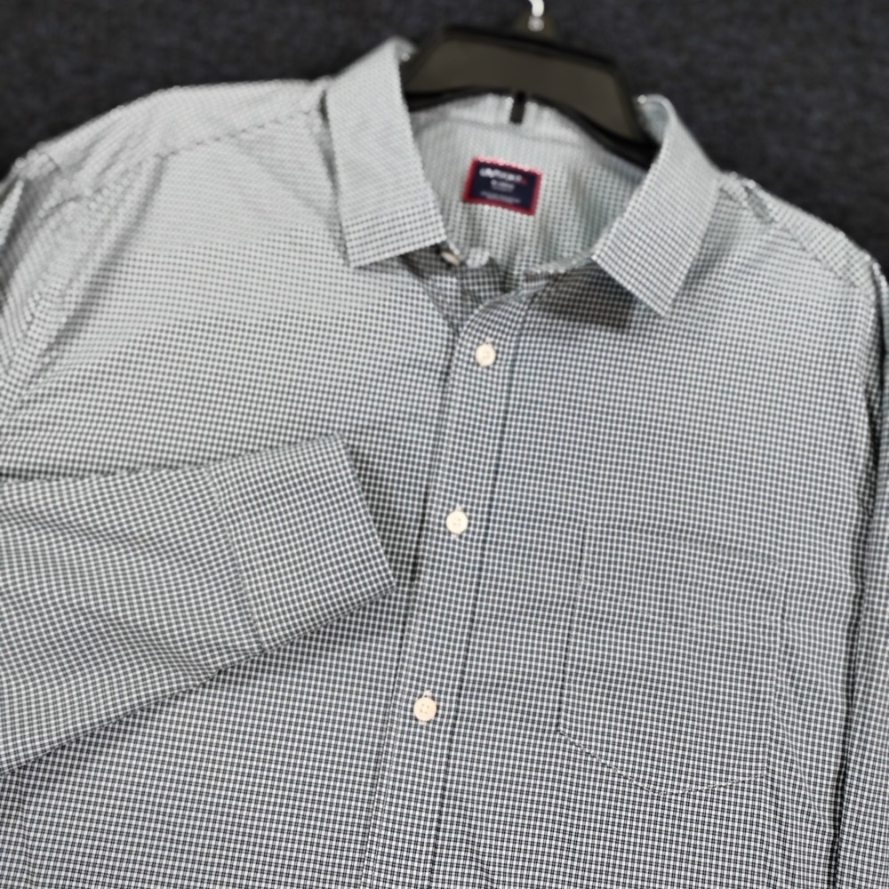 UNTUCKit Shirt Mens XL Green Check Lafior Slim‎ Button Front Long Sleeve Stretch